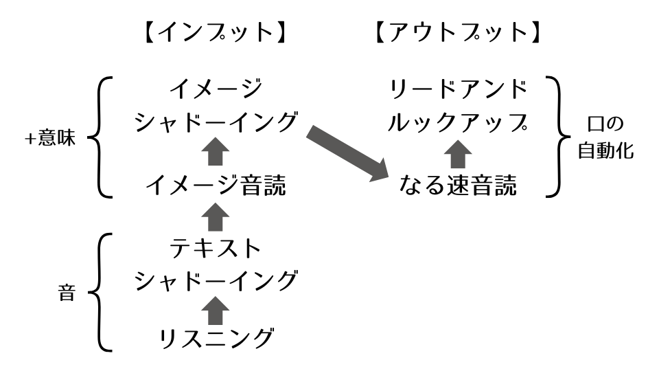 ステップ式シャドーイングによって段階的に負荷を上げ、学習効果を最大化できる。またインプットのみならず、アウトプットの学習まで引き上げることが可能