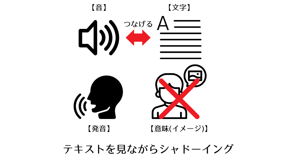 テキストシャドーイングでは音と文字を繋げる意識で、テキストをみながらシャドーイングする