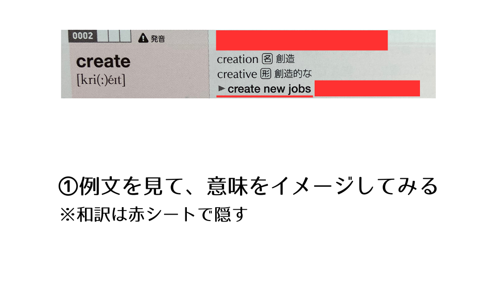 英検単語の覚え方をパス単２級を使って具体的に解説してます。ステップ１は例文を見て意味をイメージすること