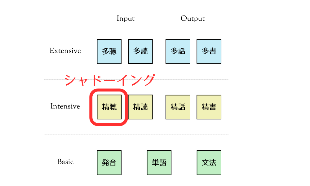 ４０代からの英語独学で有効なシャドーイングは英語１１技能のうち精聴に当たる